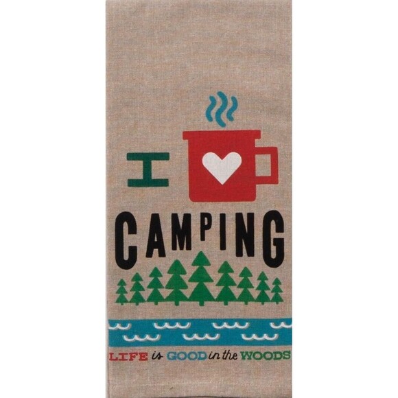 I Love Camping Kitchen Tea Towel - Picture 1 of 1